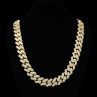 Collier Chaîne Maille Cubaine Miami Plaqué Or 14K pour Homme, Bijoux Hip Hop en Gros, Zircon Sertis pour Rappeur
