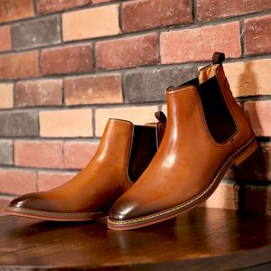 Nouvelles bottes formelles pour hommes, style italien, cuir véritable de haute qualité, bottes élégantes à la cheville, chaussures de luxe pour hommes de grande taille - Product Image 5