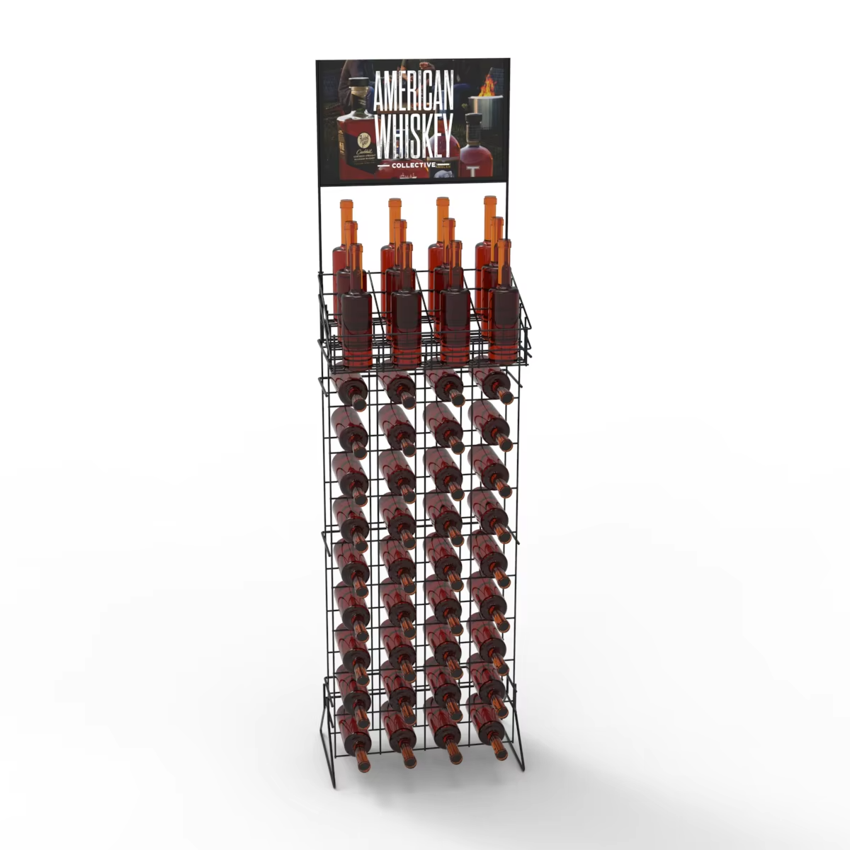 Apache Factory Customized Metal Iron Wire Ten Layer Red Wine Display Rack for Supermarkets — view 2