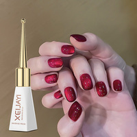 Vernis à ongles gel magnétique UV semi-permanent effet œil de chat rouge et violet avec paillettes réfléchissantes pour manucure
