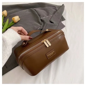 กระเป๋าใส่เครื่องสำอางแบบพกพาหนัง PU แบบมินิมอลกระเป๋าใส่เครื่องสำอางของผู้หญิงความจุขนาดใหญ่สำหรับเดินทางแฟชั่น - Product Image 3