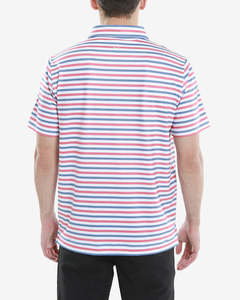 เสื้อโปโลกอล์ฟของผู้ชายเสื้อทรงสลิมฟิตแห้งเร็วระบายอากาศลายทางแบบกำหนดเอง - Product Image 3