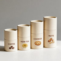 Tube en carton rond de qualité alimentaire avec couvercle, personnalisable avec logo, pour l'emballage de grains de café, de noix et de feuilles de thé