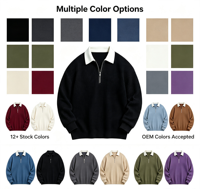 Polo à manches longues gaufré personnalisable pour homme, couleur unie, col à revers, demi-zip, style décontracté sportif, collection automne, vente en gros