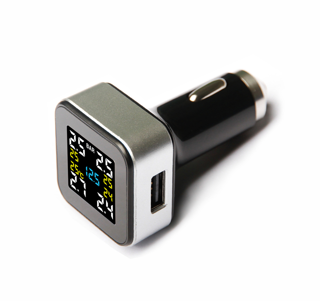 Universal Car Wireless TPMS-Tire Pressure Monitoring System 433.92MHz Frequency 1-Year Warranty Cigarette Lighter Charger USB