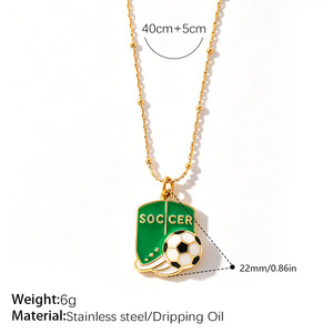 Collier pendentif football plaqué or 18 carats avec zircon incrusté, bijou chaîne sportive, cadeau pour femme - Product Image 6