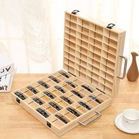 Étagère de rangement à 72 compartiments en bois de pin, boîte de présentation en bois massif pour huiles essentielles, emballage pour pigments d'aquarelle