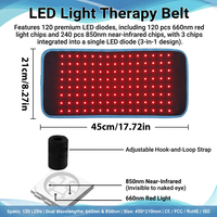 Cinturón de Terapia de Luz Roja Infrarroja Ajustable con Alivio del Dolor para Uso Múltiple en Espalda, Cintura, Piernas, Brazos, Manos y Pies - Uso Doméstico
