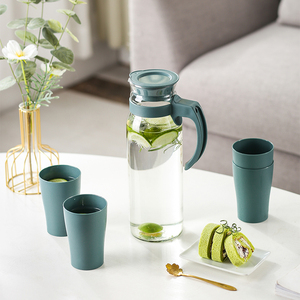 Hot bán biểu tượng tùy chỉnh 1100ml nước giải khát <span class=keywords><strong>Jug</strong></span> thủy tinh chịu nhiệt nước bình với nắp nhựa xử lý cho đồ uống lạnh trà ấm - Product Image 1