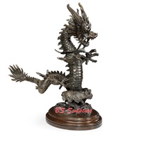 Statue de dragon volant en bronze, sculpture d'art en métal de taille réelle traditionnelle chinoise