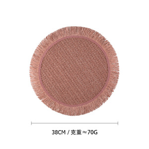 Natural Woven Paper Placemat Round Heat Insulating Bowl Mat Coaster Decorative Mat Solid Color Hand Wash Machine Wash - Product Image 3