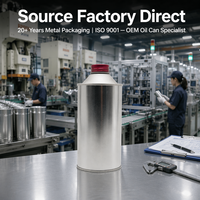 Lata de Metal Redonda Vacía OEM para Líquido de Frenos, 500ml 1L, Tapa Cónica con Rosca para Aceite de Frenos DOT3, Contenedor para Líquido de Embrague