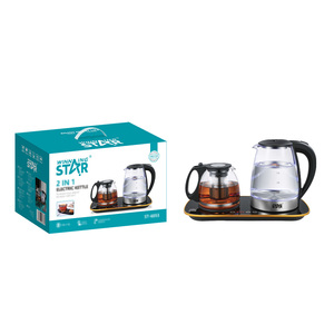 WINNING STAR ST-6053 2000W Bouilloire Électrique en Verre Portable à Ébullition Rapide, Chauffage Automatique et Maintien au Chaud, Ensemble Complet - Product Image 1