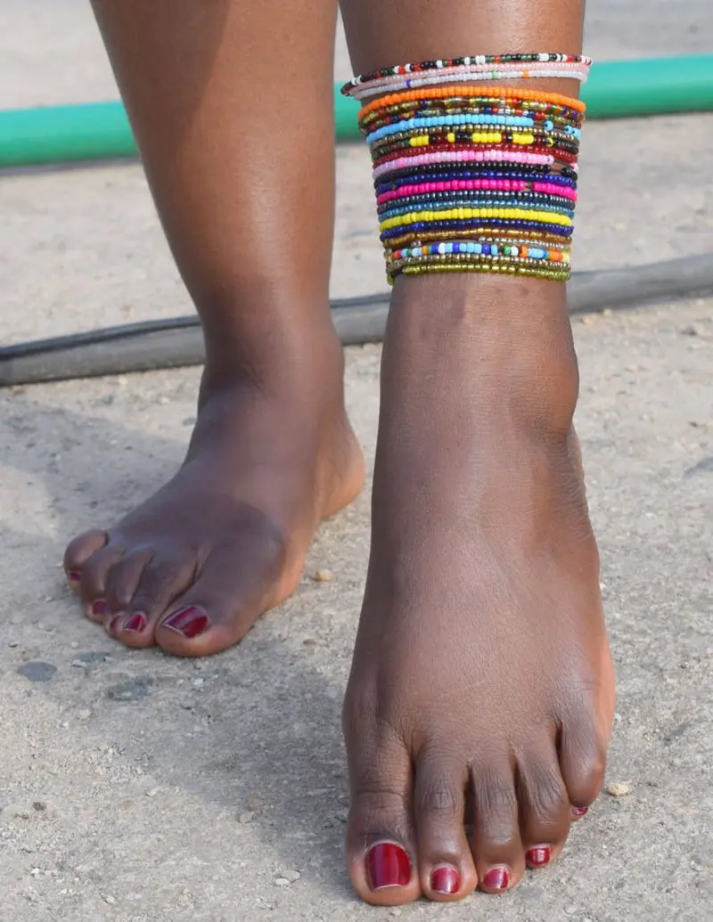 สร้อยข้อมือคาดเอวยางยืดหลากสีสไตล์โบฮีเมียน,กำไลข้อเท้าสำหรับเดินชายหาดฤดูร้อนเครื่องประดับโบโฮ