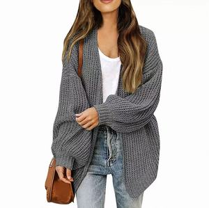 Cárdigan de punto de manga larga suelto con <span class=keywords><strong>cuello</strong></span> en V para <span class=keywords><strong>mujer</strong></span> de estilo americano, suéter informal, abrigo, suéter de punto - Product Image 6