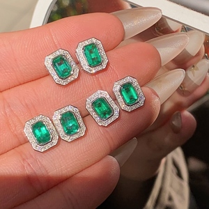 Pendientes de Oro Real de 18K con Esmeralda Natural de 1.06ct y 0.22ct, Color Verde Intenso, Au750, Joyería Fina para Uso Diario, Certificado GRC, Gran Oferta Xinfly - Product Image 3