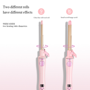 Dual Size Auto Rotate Thin Hair Curling Wand, LCD Adjustable Temp Ceramic Small Barrel Curler for Bangs &amp; <strong>Wool</strong> Curls - Product Image 2
