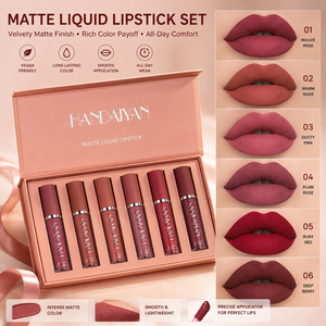 Set <span class=keywords><strong>de</strong></span> Brillo Labial 6 en 1, Mini Brillo Labial Líquido Mate Impermeable, Kit <span class=keywords><strong>de</strong></span> Regalo <span class=keywords><strong>de</strong></span> Brillo Labial Hidratante OEM - Product Image 5