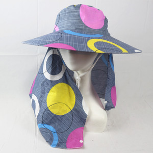 หมวกกันแดดปีกกว้างพร้อมผ้าคลุมคอพิมพ์ลายดอกไม้ระบายอากาศได้ดีสำหรับใช้กลางแจ้งในฤดูใบไม้ผลิฤดูร้อน - Product Image 3