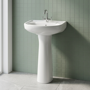 Ensemble de lavabo demi-pied en granit blanc massif, résistant à l'eau, pour villa, vente en gros - Product Image 6