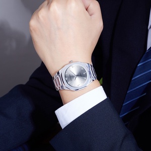 Venta al por mayor de relojes de lujo con logotipo personalizado de negocios de aleación de plata banda esfera árabe para hombres logotipo personalizado Montre Pour Homme Arabe - Product Image 4