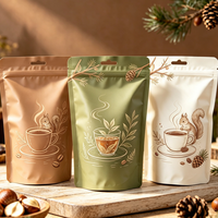 Sachets souples personnalisés en PE avec fermeture éclair pour l'emballage alimentaire de grains de café, feuilles de thé et emballages cadeaux