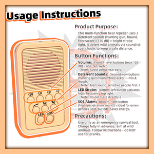 Appareil de répulsion d'animaux à effets sonores forts en extérieur, enregistreur, LED RVB, machine de sécurité pour ours, cerfs, écureuils, pour le <span class=keywords><strong>camping</strong></span>, la randonnée - Product Image 5
