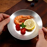 304 roestvrijstalen ondiepe conusvormige metalen schaal, stapelbaar, voor hapjes, augurken, fruit, geschikt voor Koreaans restaurant, café en thuisgebruik.