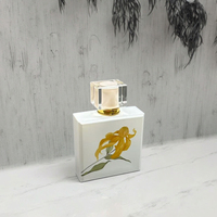 Flacon de parfum en verre rectangulaire blanc fantaisie avec bouchon en acrylique carré Fine brume Spray emballage de sérum crème de luxe inclus