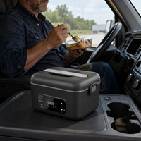 Kabellose Tragbare Edelstahl 1L Lunchbox Elektrischer Aufladbarer Speisenwärmer mit Timer-Funktion für Camping Picknick Outdoor
