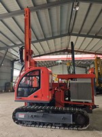Foreuse rotative hydraulique DTH sur chenilles avec cabine de conduite, moteur diesel, pour piquage de pieux photovoltaïques et projets d'énergie solaire, direct usine