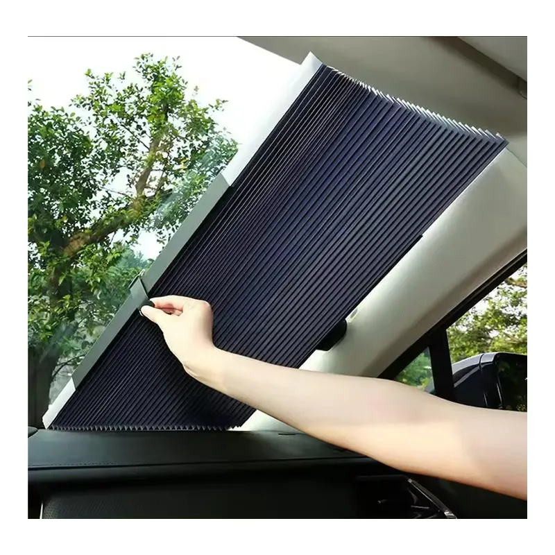 واقي شمس مطبوع لزجاج السيارة الأمامي قابل للطي واقي من أشعة الشمس للسيارات