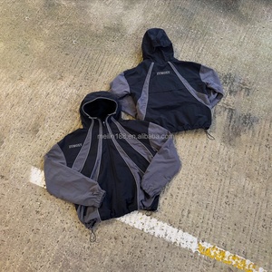 Custom 3m Reflective Stripes Elastic Hood Lightweight Nylon <b>Jackets</b> <b>for</b> <b>Men</b> High Quality Windbreaker <b>Jacket</b> Design Patchwork - Product Image 2