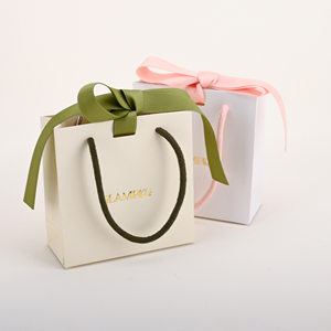 Bolsas de Regalo de Alta Gama con Logotipo Personalizado Estampado, Estilo 2026, con Asas de Listón Rosa para Joyería - Product Image 4