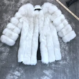 新款时尚人造皮草工厂女式长款服装人造狐狸毛夹克
