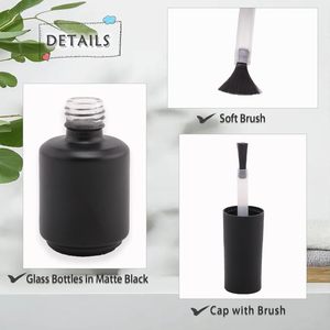 Flacons en verre transparent ambré noir vides pour vernis à ongles UV de 5 ml à 17 ml avec bouchon et pinceau, couleurs personnalisées imprimées à l'écran, 100 pièces - Product Image 2