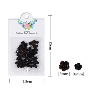 50 unids/bolsa 6/8mm negro blanco resina Rosa <span class=keywords><strong>Flores</strong></span> con oro plata cuentas uñas encantos mariposa <span class=keywords><strong>manicura</strong></span> 3D decoración de uñas - Product Image 2