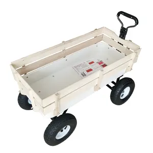 150kgs 儿童手推车气动轮木制花园旅行车