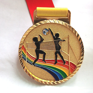 Liste de promotion personnalisée pas cher prix sportif en laiton médailles de baseball volley-ball trophées plaques - Product Image 3