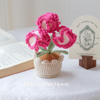Pot de fleurs en crochet fait main, 1 bouquet de fleurs artificielles décoratives pour la décoration de la maison, les mariages, pour la Saint-Valentin