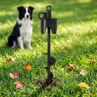 Piquet de fixation pour chien 13 pouces noir en métal robuste à visser, laisse de retenue pour cour, extérieur et camping