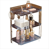Organisateur de table de maquillage et de parfums classique en acrylique, étagère en plastique PE polygonale pour le rangement de bijoux et de cosmétiques