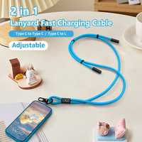 Câble de charge USB-C vers Type-C 2-en-1 personnalisé OEM avec cordon et gaine en nylon pour chargeur multiple et transfert de données – Idéal comme cadeau