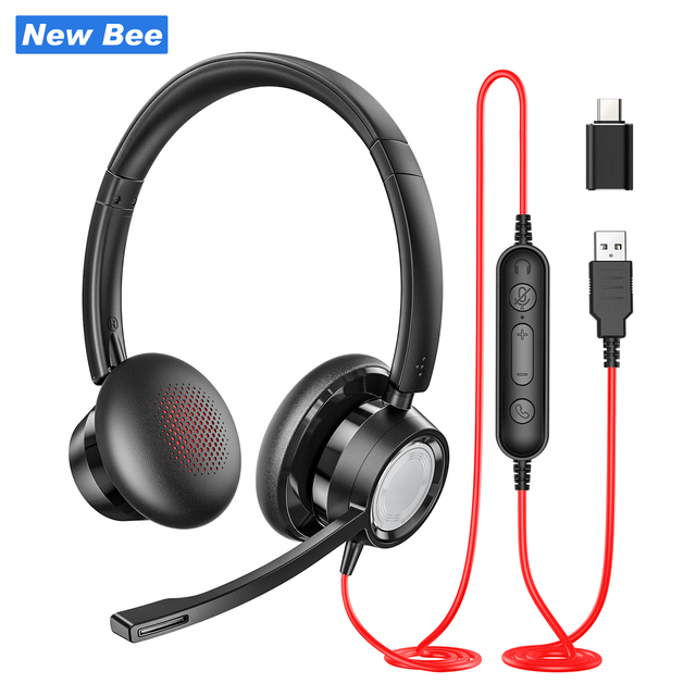 Wholesale Telephone Headsets USB-A & Type-C Connection ENC Noise Cancelling Headphones Call Center Headsets with Phone Answer