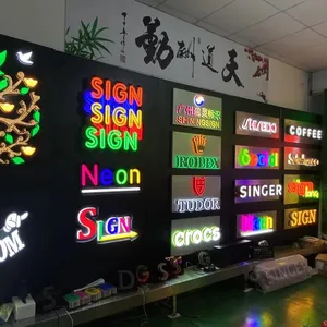 Sinal de led acrílico rosa dourado, sinal de led de letras canais, com luz traseira led, logotipo de sinais de negócios, 2022