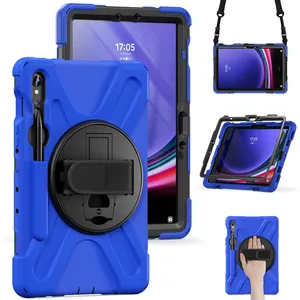 Yapears蓝色360旋转平板电脑外壳，适用于Galaxy Tab S9超2023 X910 S8 X900带手带的通用外壳