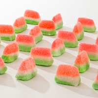 Bonbons gélifiés fruités à la pastèque, forme de dessin animé, multicolores, doux, personnalisables, fabriqués en Chine, en sachet, par usine OEM
