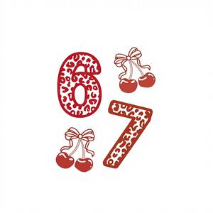 T-shirt Femme Imprimé Léopard Numéro 67 Nœud Cerise Col Rond Manches Courtes Printemps/Été Saint-Valentin Style Romantique Mignon 100% Coton - Product Image 1