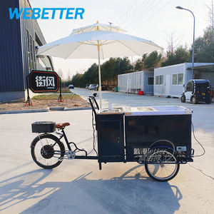 WEBETTER Chariot à crème glacée à 3 roues Gâteau Pain Yaourt Présentoir Congélateur Bicyclette Chariot à glace Chariot de vente de nourriture de rue - Product Image 1