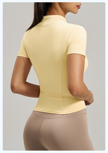 Women Full Zip Stand Collar Yoga Crop <b>Jackets</b> Slim Fit Stretchy Short Sleeve Athletic Top Breathable Running <b>Workout</b> Active Wear - Product Image 5